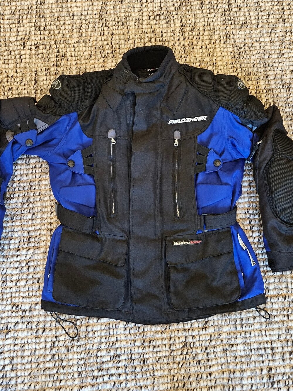 Fieldsheer HydroTour Motorcycle Jacket Black Blue Textile Armored Men's Medium